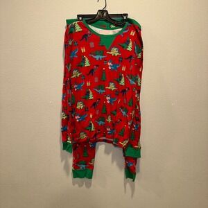 Wondershop Mens XL Dinosaur Christmas Pajama Set Long Sleeve Pants‎ Red Green
